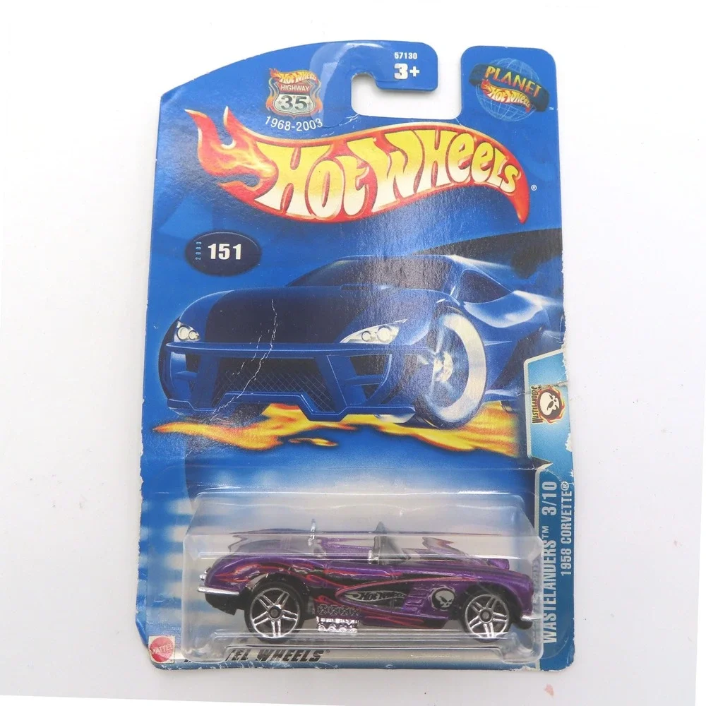 Hot Wheels 2003 Wastelanders 1958 Corvette Purple Skull 151 3/10 Diecast Car